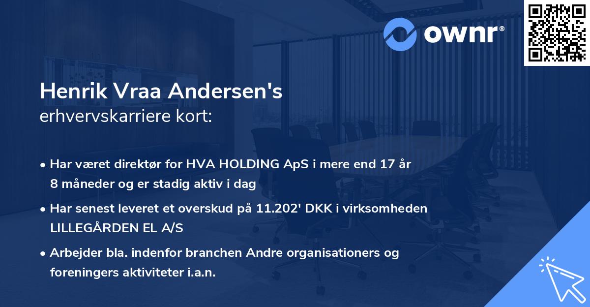 Henrik Vraa Andersen's erhvervskarriere kort