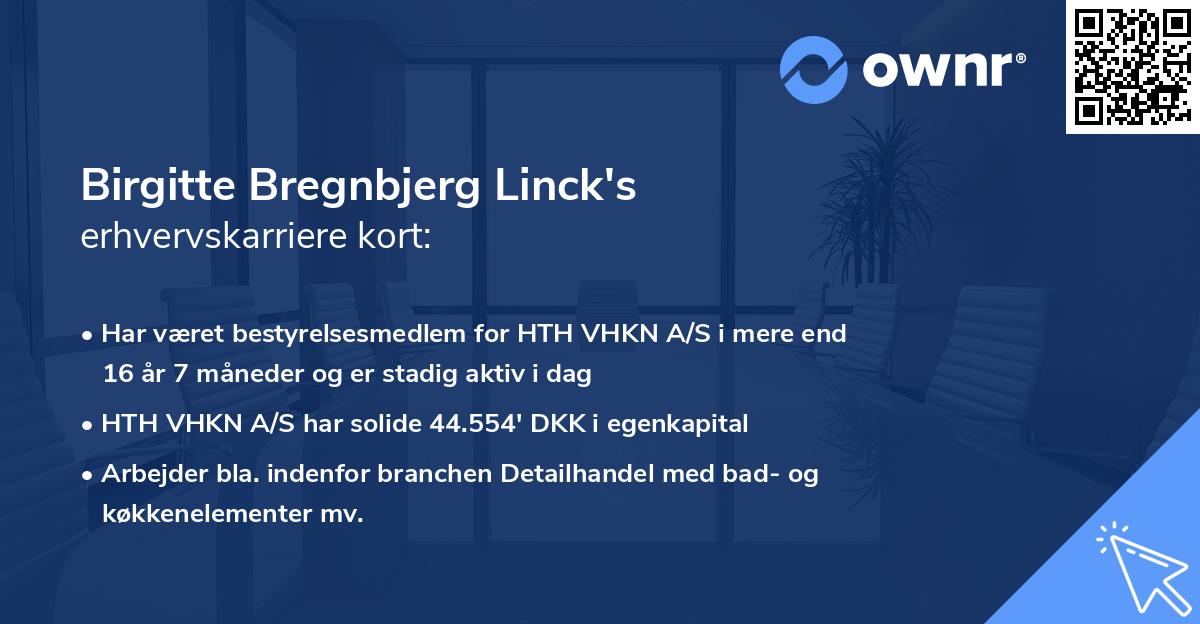 Birgitte Bregnbjerg Linck's erhvervskarriere kort