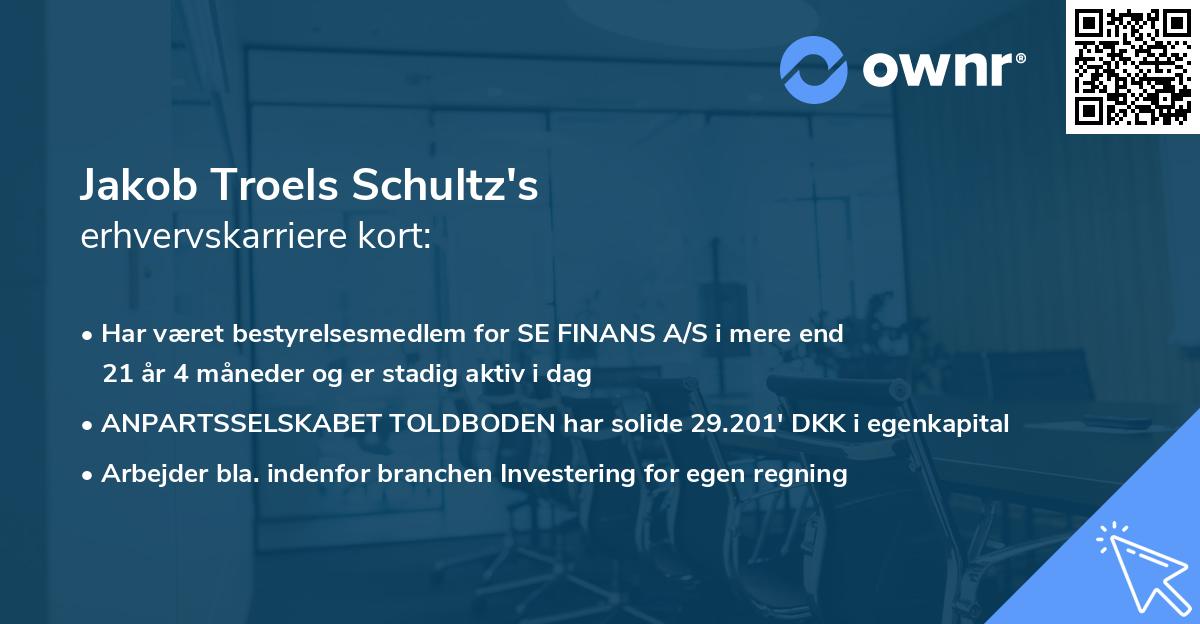 Jakob Troels Schultz's erhvervskarriere kort