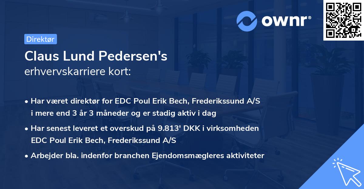 Claus Lund Pedersen's erhvervskarriere kort