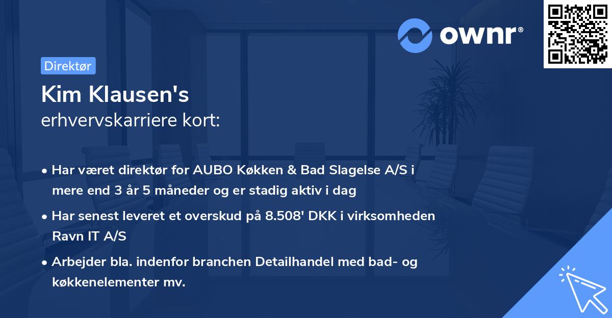 Kim Klausen's erhvervskarriere kort