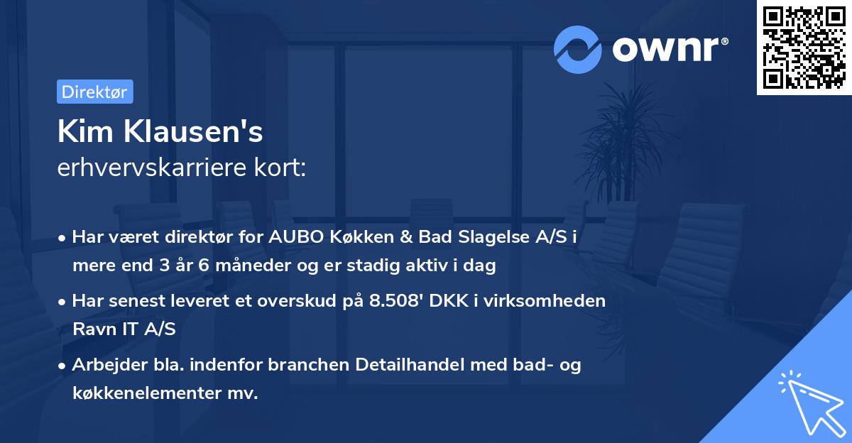 Kim Klausen's erhvervskarriere kort