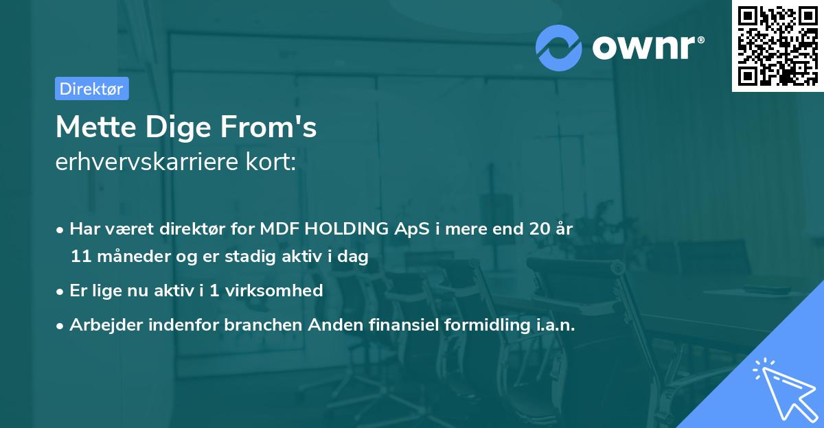Mette Dige From's erhvervskarriere kort