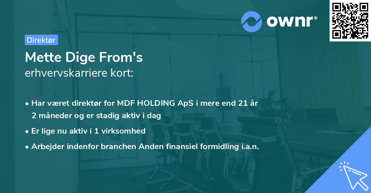 Mette Dige From's erhvervskarriere kort