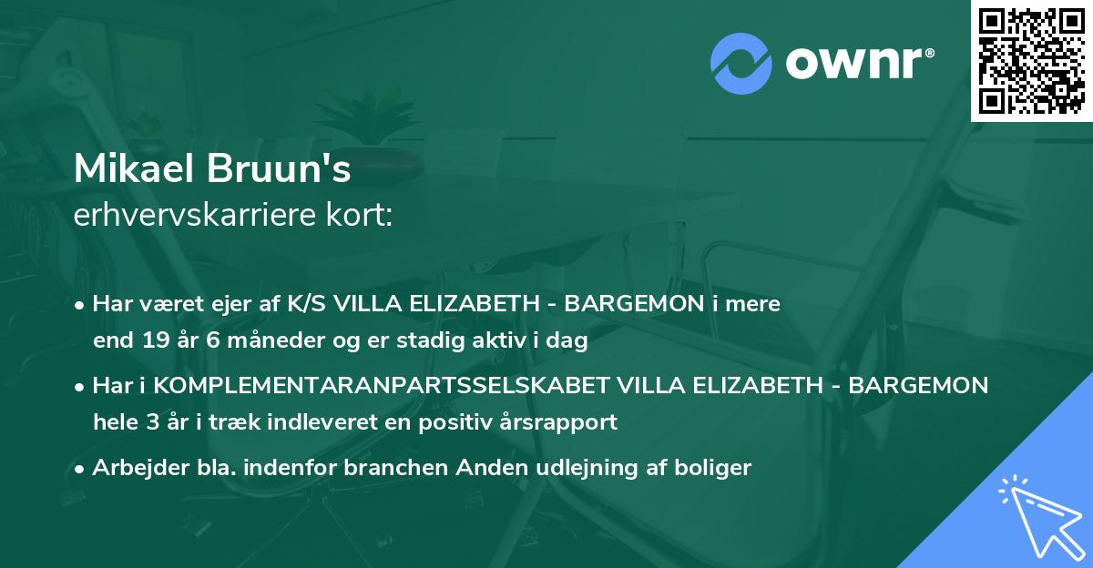 Mikael Bruun's erhvervskarriere kort