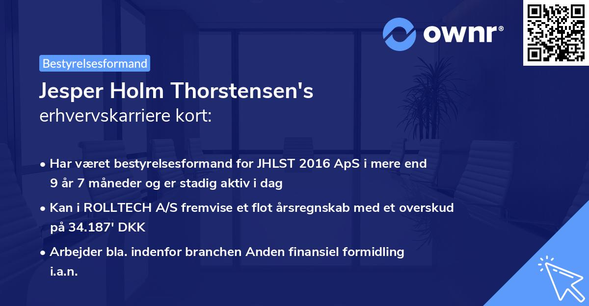 Jesper Holm Thorstensen's erhvervskarriere kort