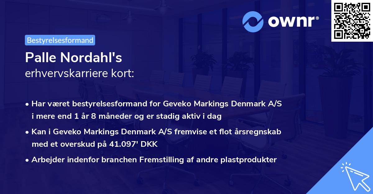 Palle Nordahl's erhvervskarriere kort