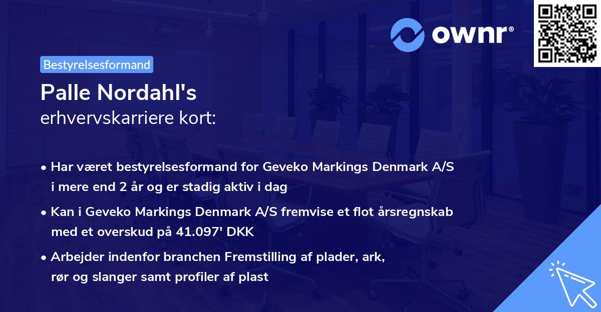 Palle Nordahl's erhvervskarriere kort