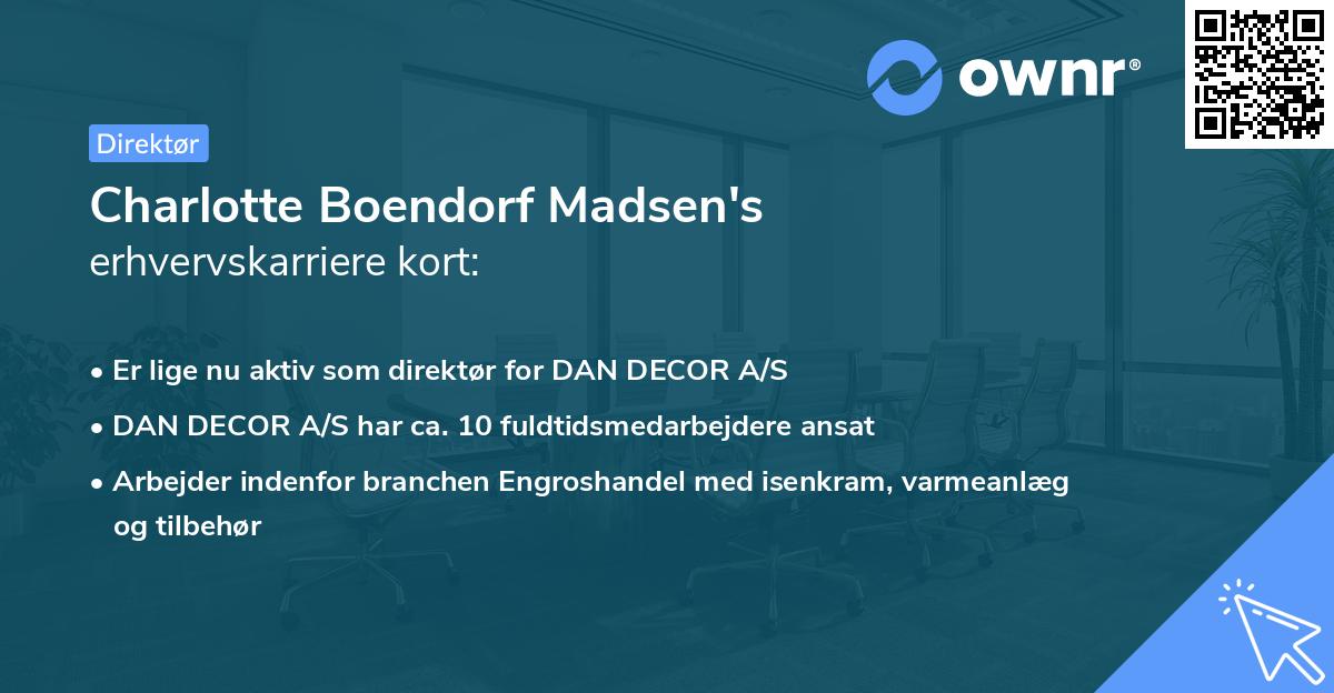 Charlotte Boendorf Madsen's erhvervskarriere kort