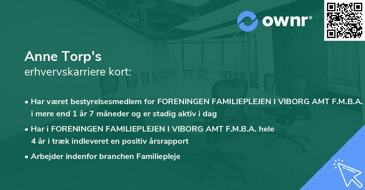 Anne Torp's erhvervskarriere kort