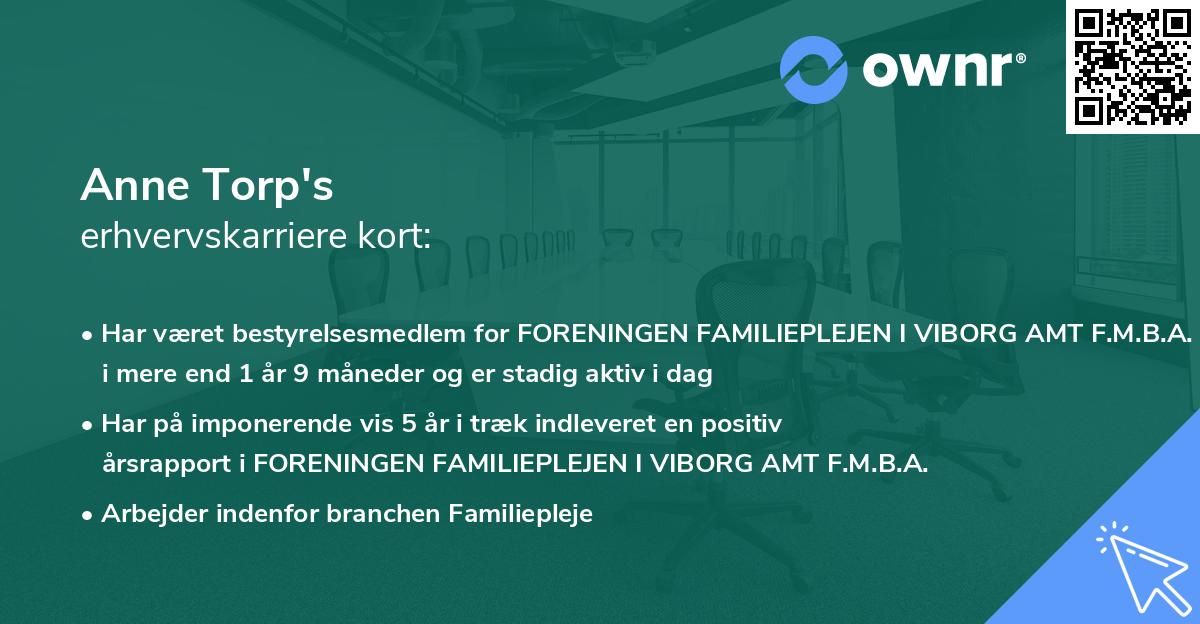 Anne Torp's erhvervskarriere kort
