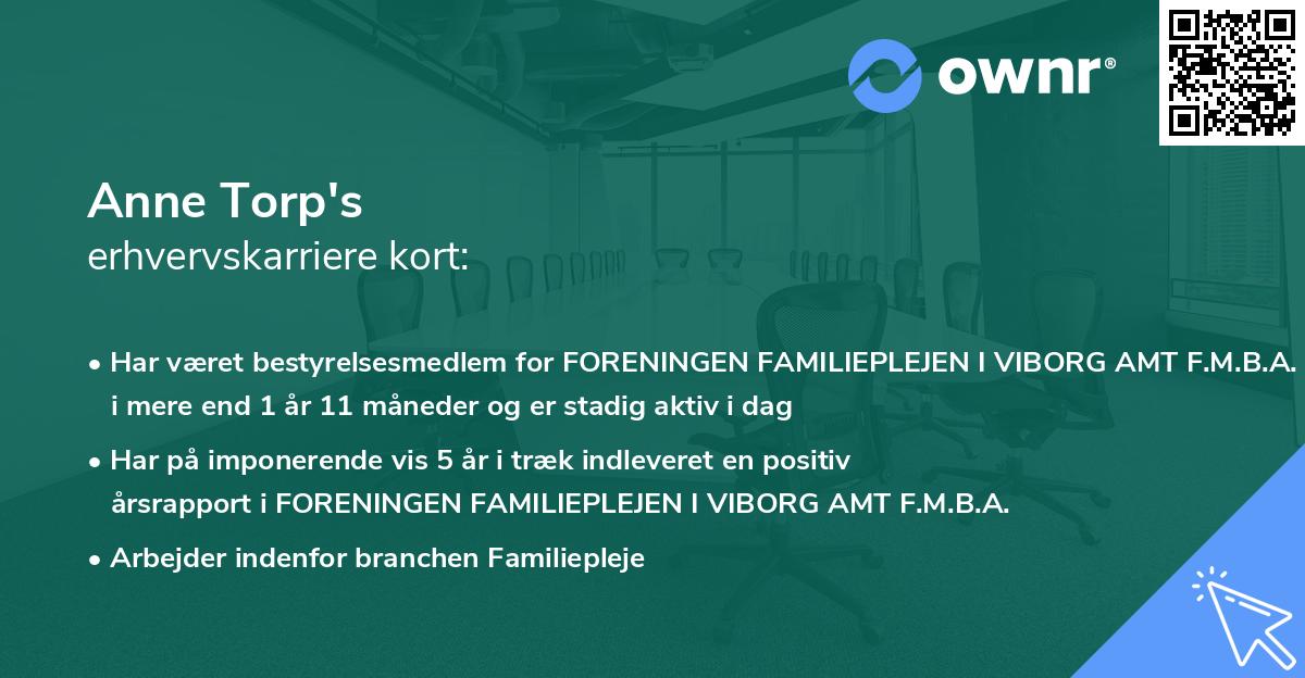 Anne Torp's erhvervskarriere kort