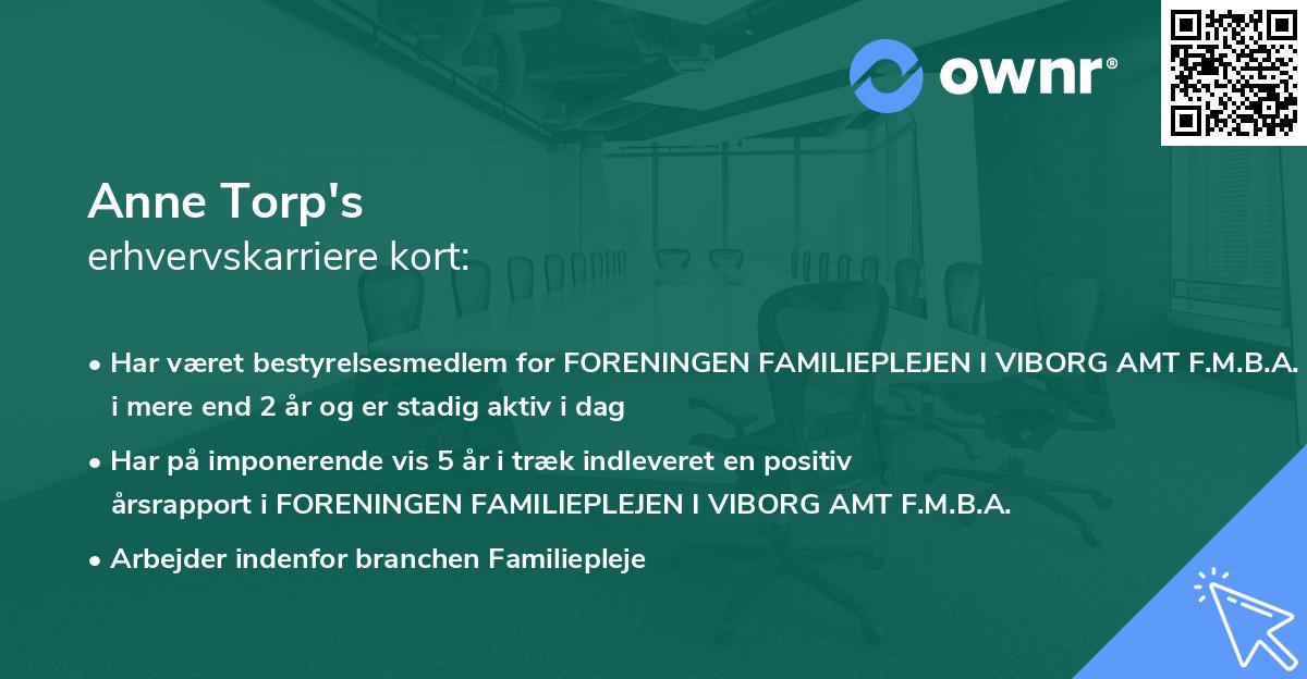 Anne Torp's erhvervskarriere kort