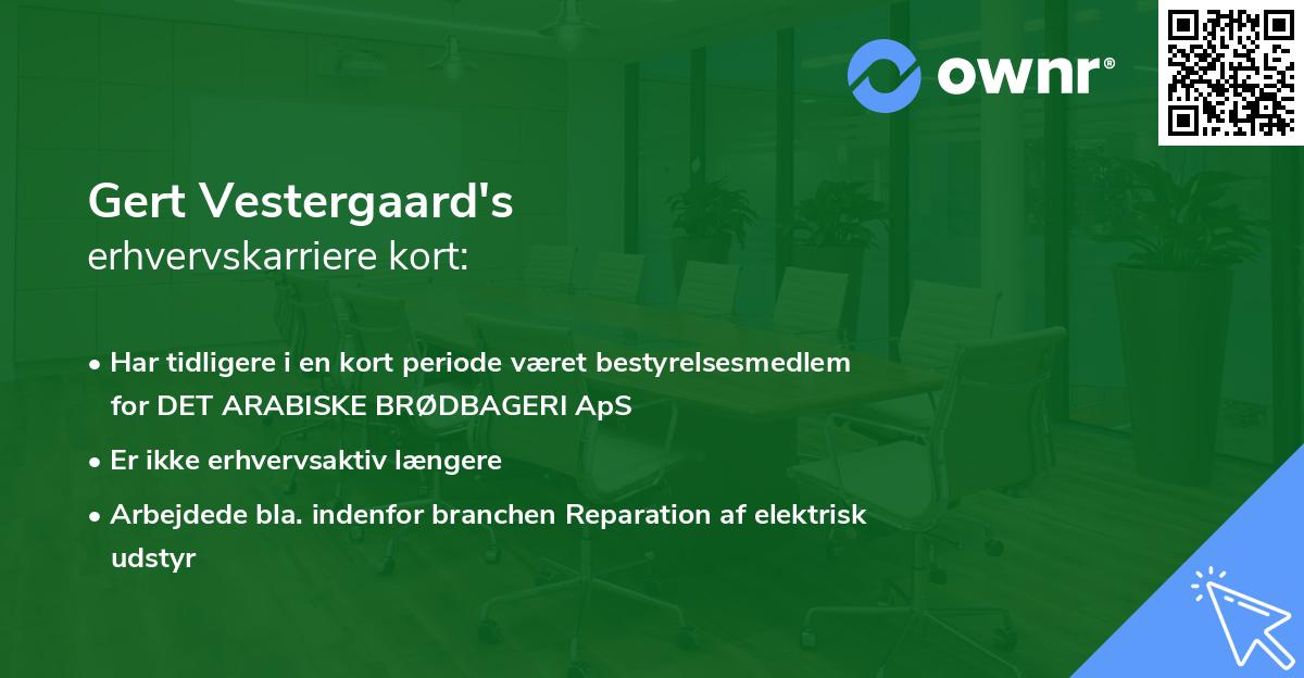 Gert Vestergaard's erhvervskarriere kort