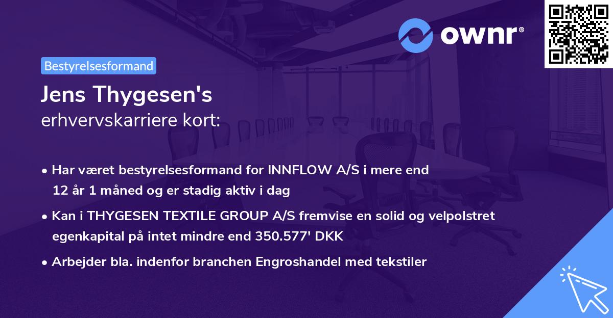 Jens Thygesen's erhvervskarriere kort