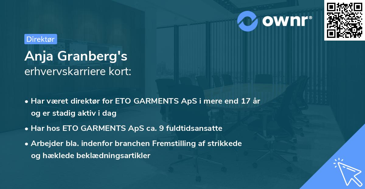 Anja Granberg's erhvervskarriere kort