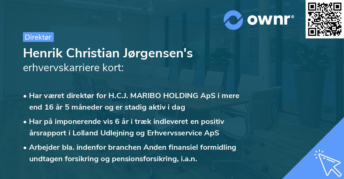 Henrik Christian Jørgensen's erhvervskarriere kort