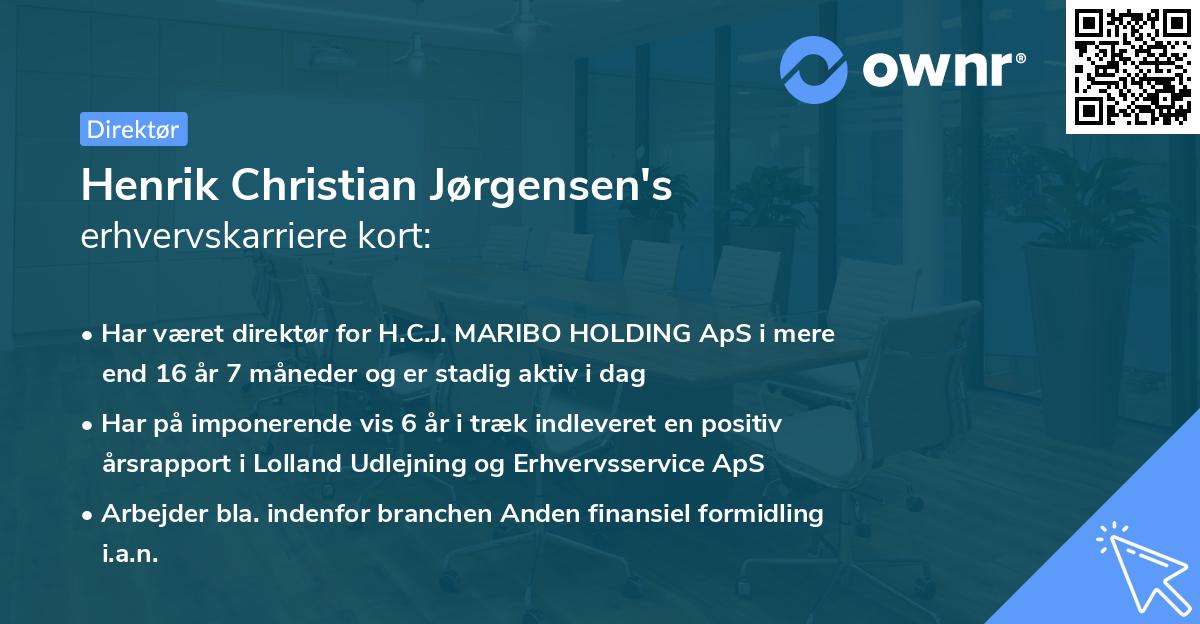 Henrik Christian Jørgensen's erhvervskarriere kort