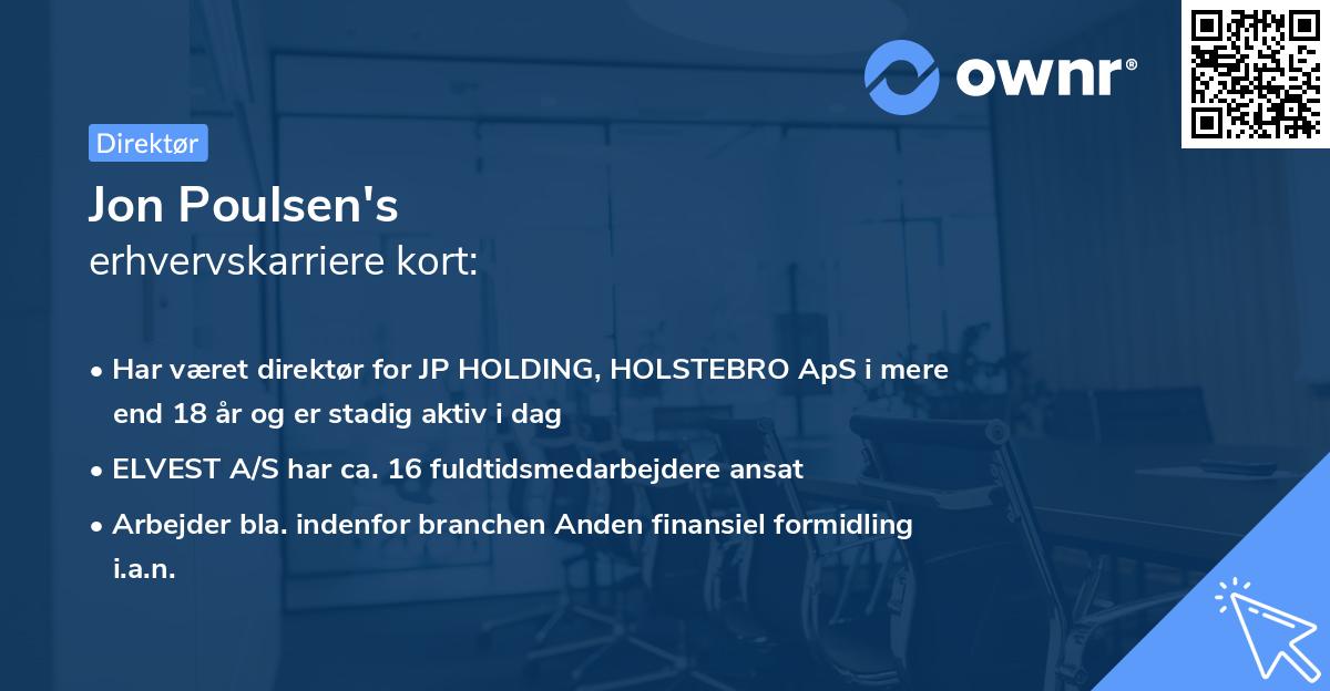 Jon Poulsen's erhvervskarriere kort