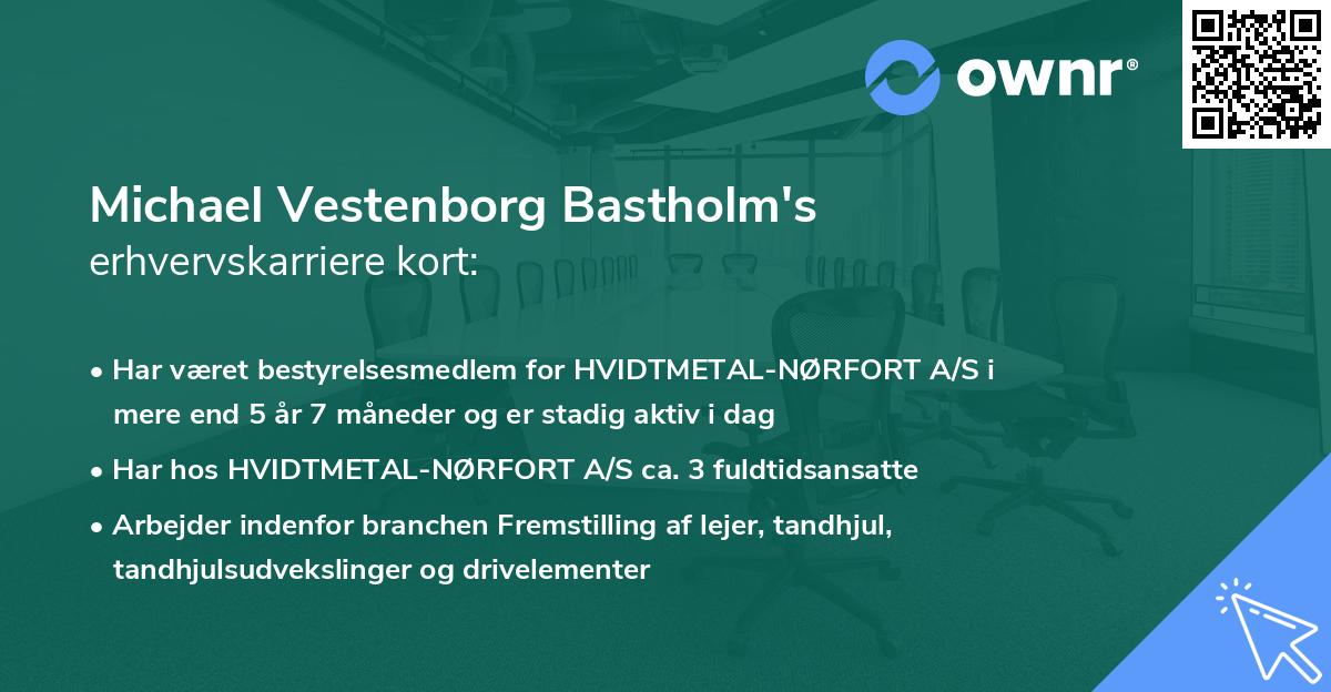 Michael Vestenborg Bastholm's erhvervskarriere kort