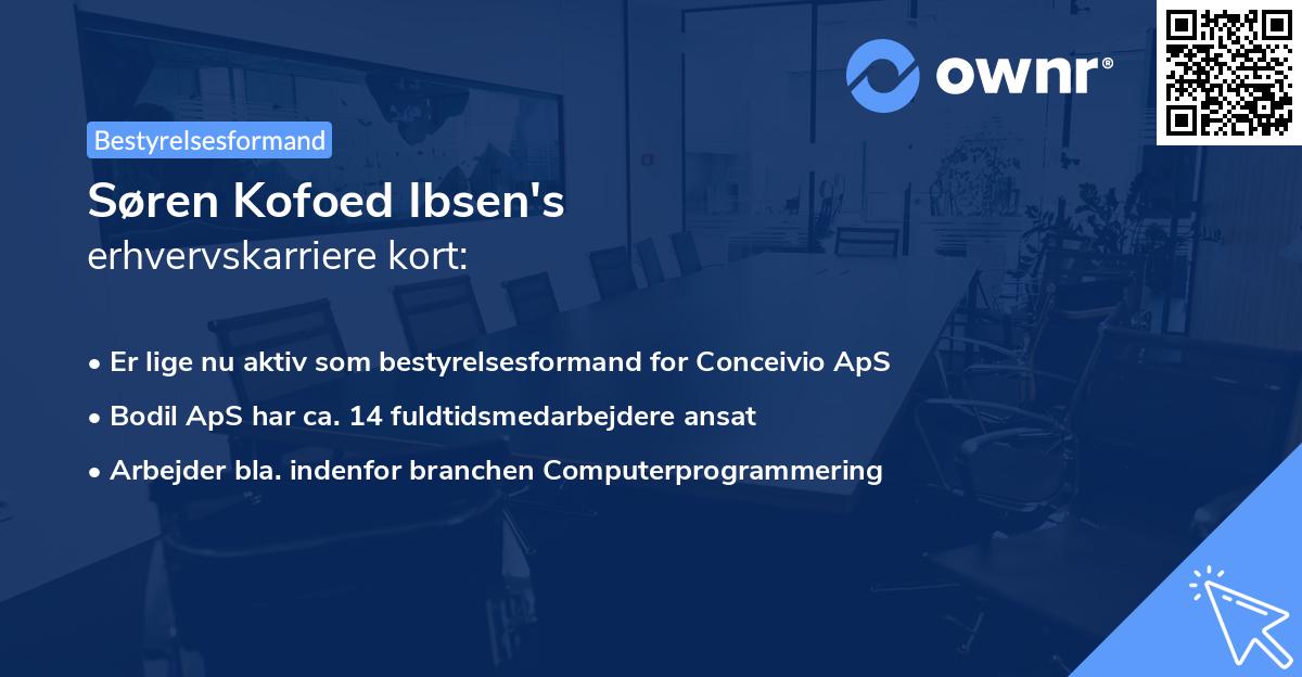 Søren Kofoed Ibsen's erhvervskarriere kort