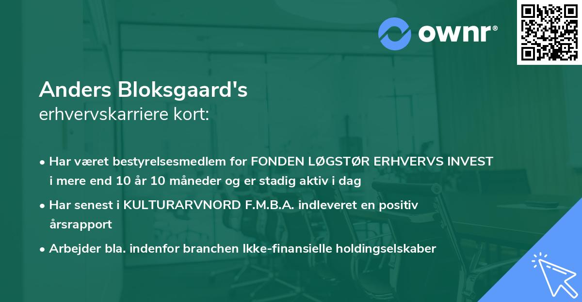 Anders Bloksgaard's erhvervskarriere kort