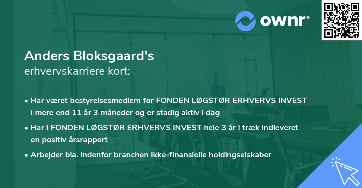 Anders Bloksgaard's erhvervskarriere kort