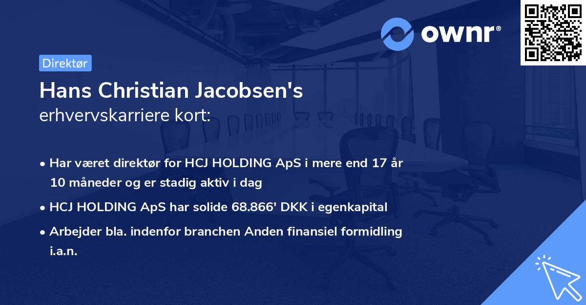 Hans Christian Jacobsen's erhvervskarriere kort
