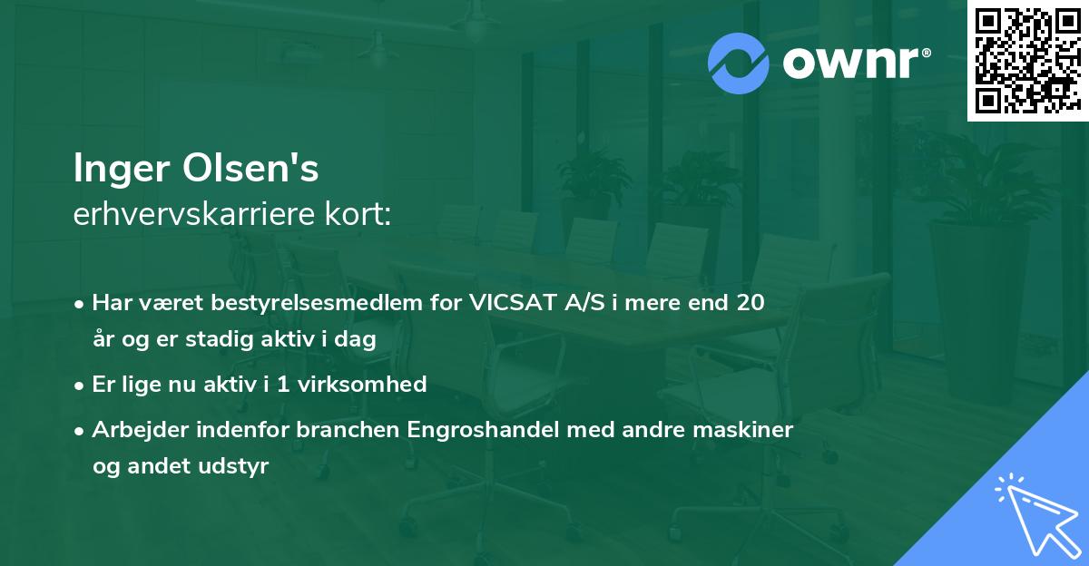 Inger Olsen's erhvervskarriere kort