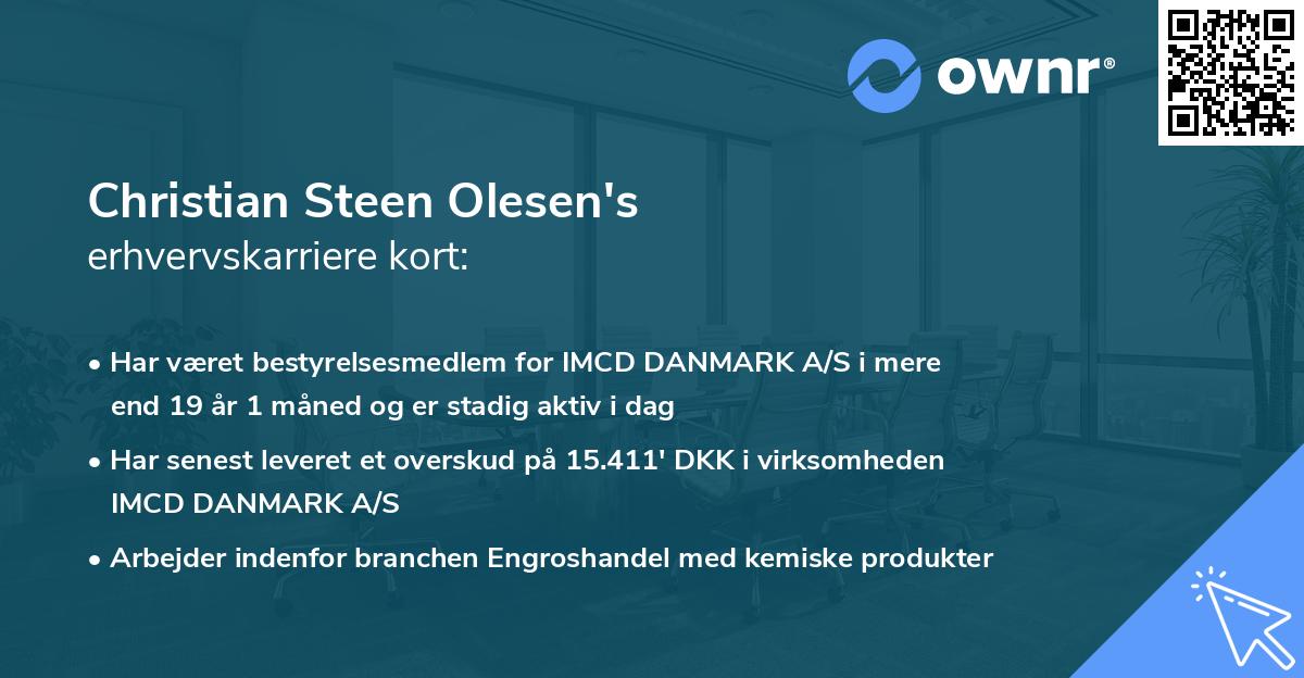 Christian Steen Olesen's erhvervskarriere kort