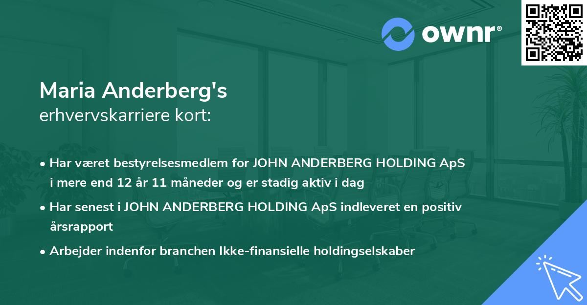 Maria Anderberg's erhvervskarriere kort