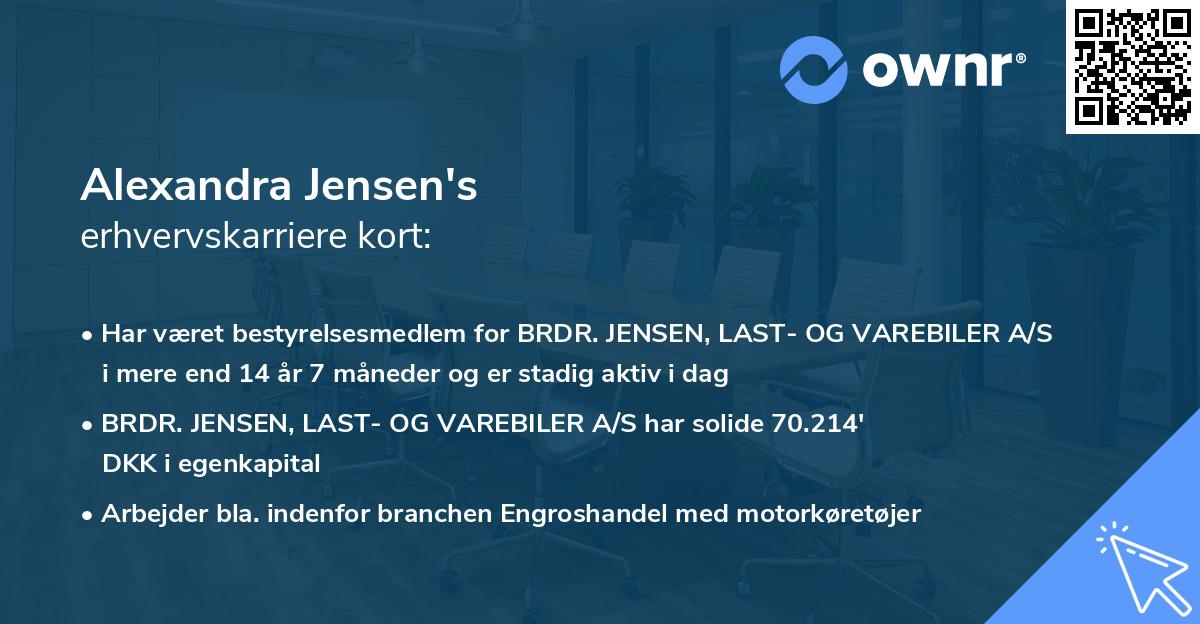 Alexandra Jensen's erhvervskarriere kort