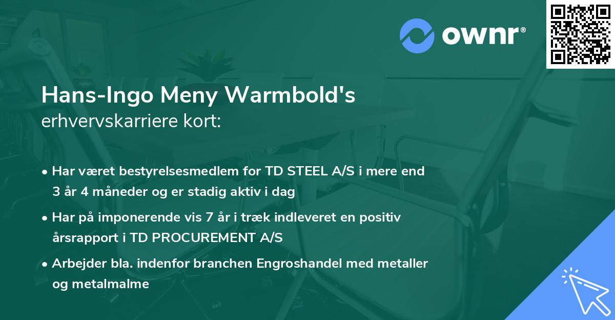 Hans-Ingo Meny Warmbold's erhvervskarriere kort