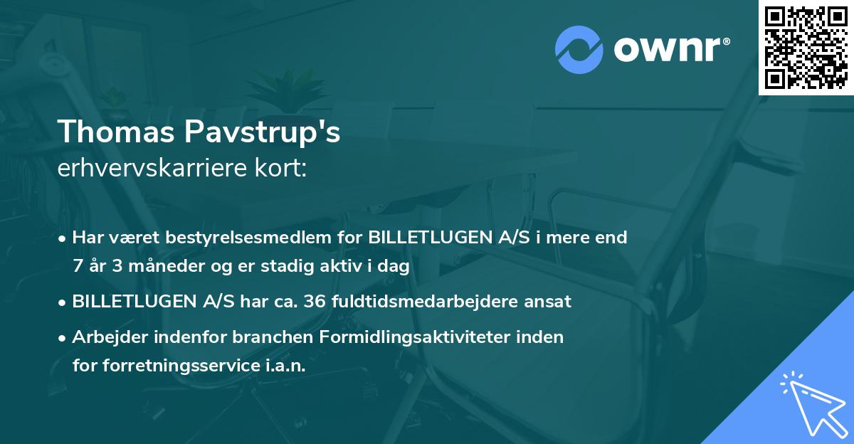 Thomas Pavstrup's erhvervskarriere kort