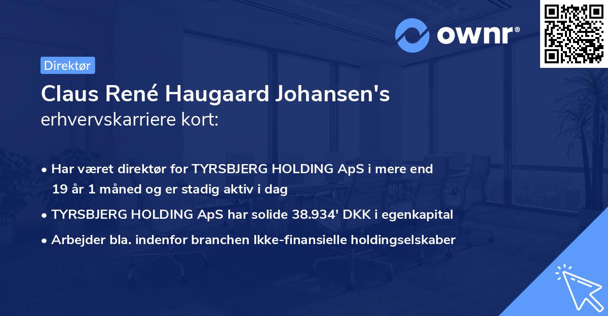 Claus René Haugaard Johansen's erhvervskarriere kort