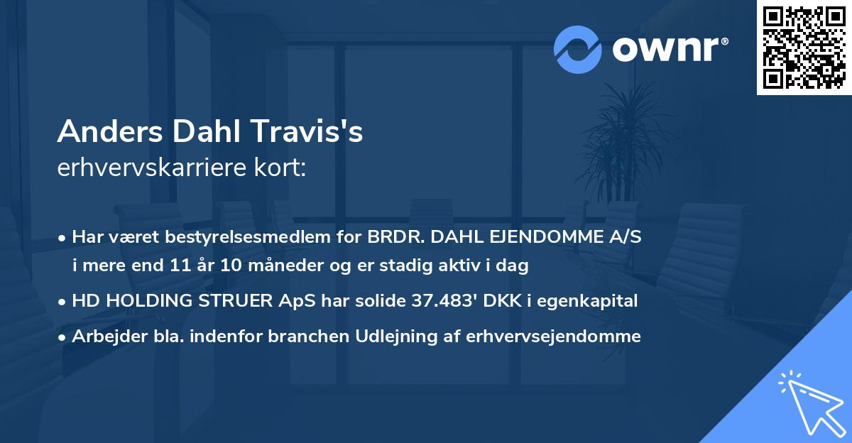 Anders Dahl Travis's erhvervskarriere kort