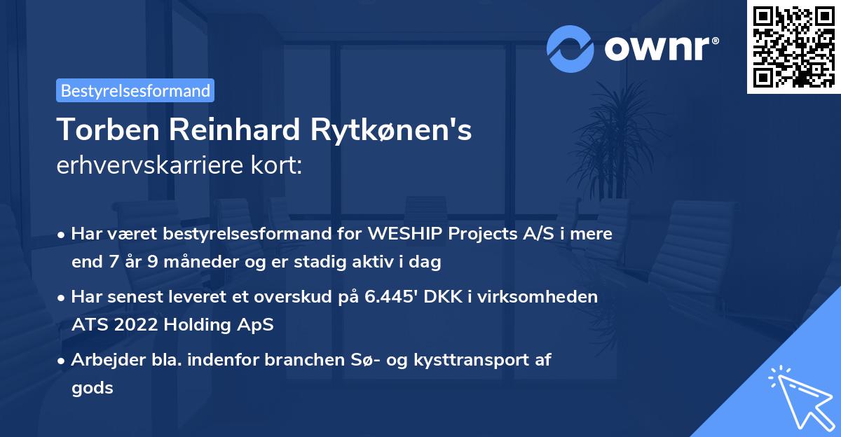 Torben Reinhard Rytkønen's erhvervskarriere kort