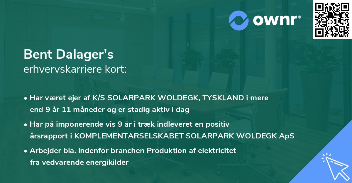 Bent Dalager's erhvervskarriere kort