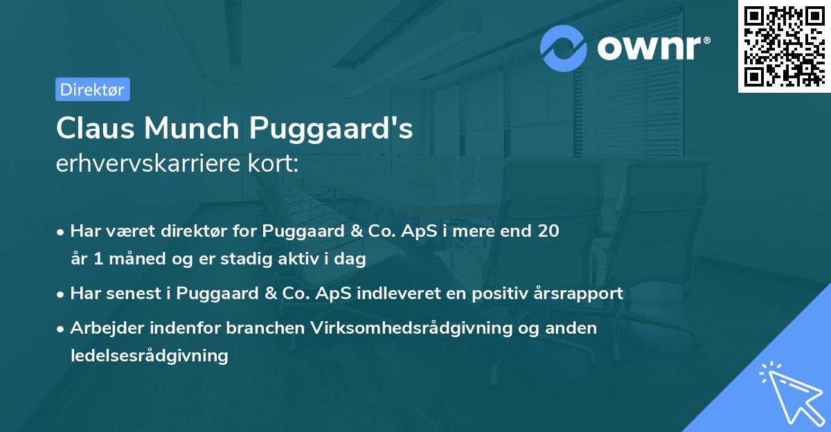 Claus Munch Puggaard's erhvervskarriere kort