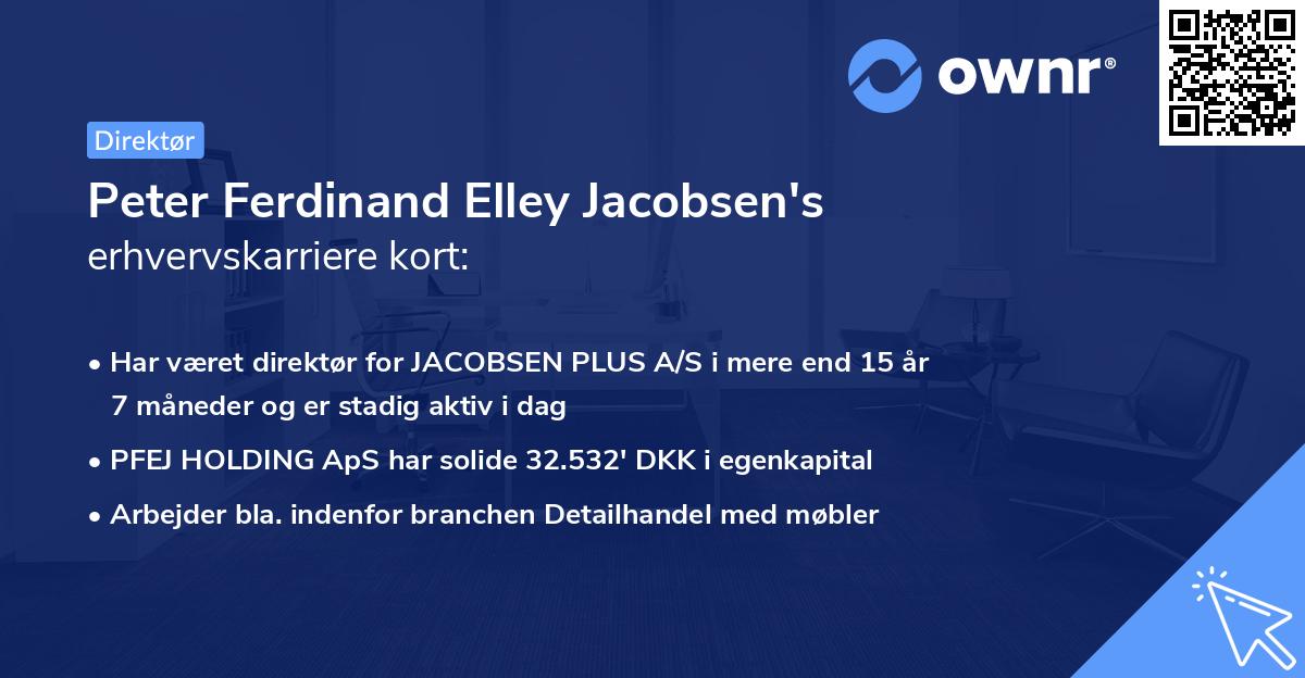 Peter Ferdinand Elley Jacobsen's erhvervskarriere kort