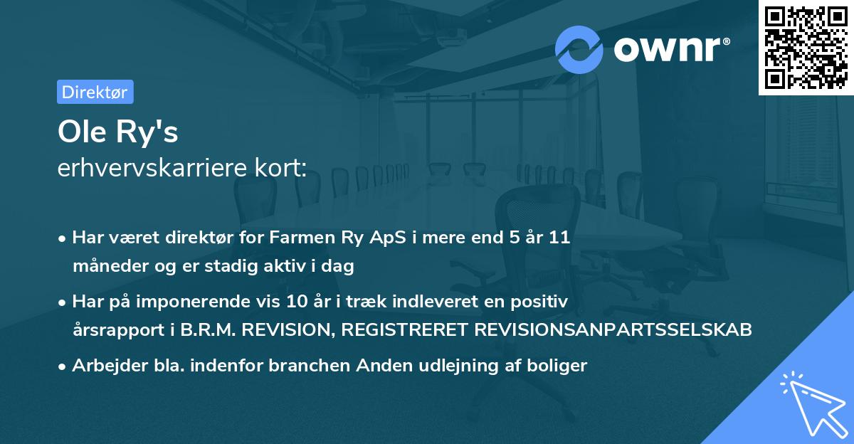 Ole Ry's erhvervskarriere kort