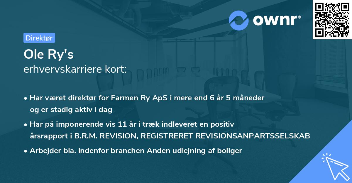 Ole Ry's erhvervskarriere kort