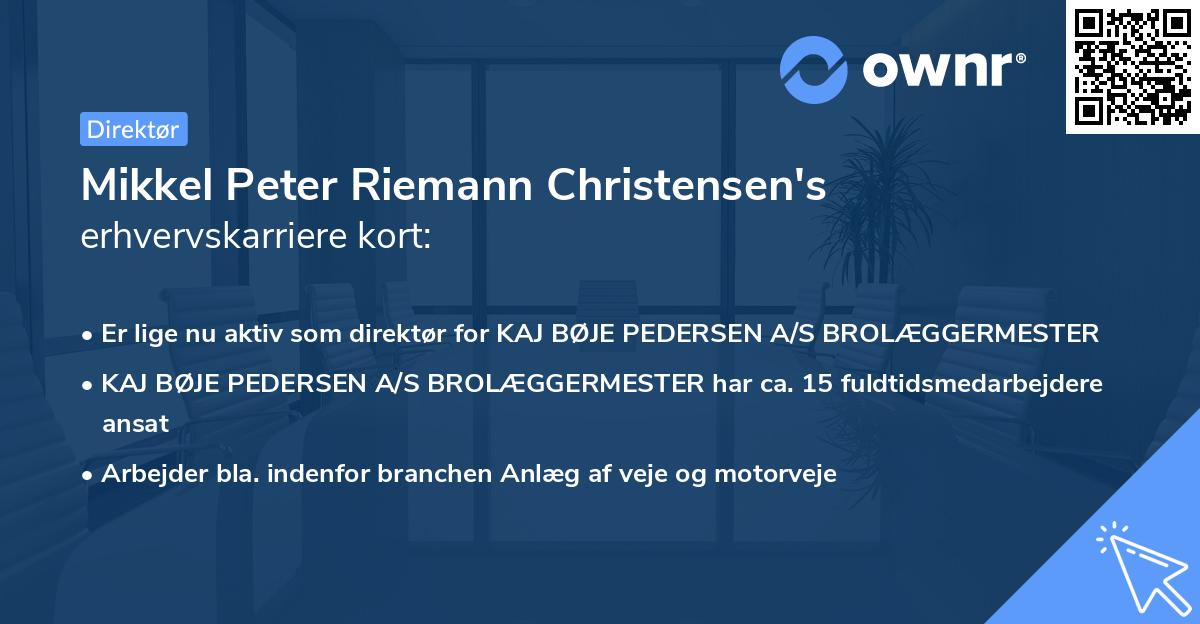 Mikkel Peter Riemann Christensen's erhvervskarriere kort