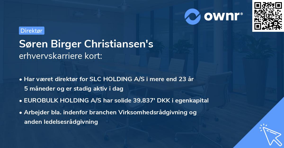 Søren Birger Christiansen's erhvervskarriere kort