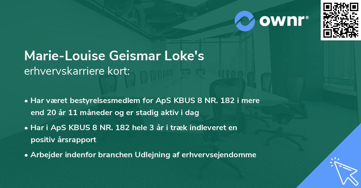 Marie-Louise Geismar Loke's erhvervskarriere kort