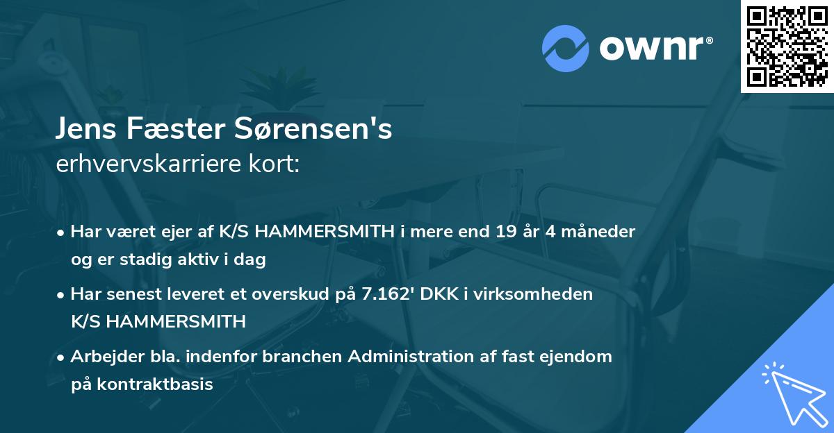 Jens Fæster Sørensen's erhvervskarriere kort