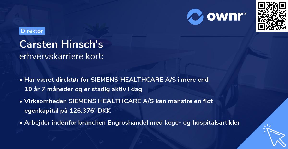 Carsten Hinsch's erhvervskarriere kort