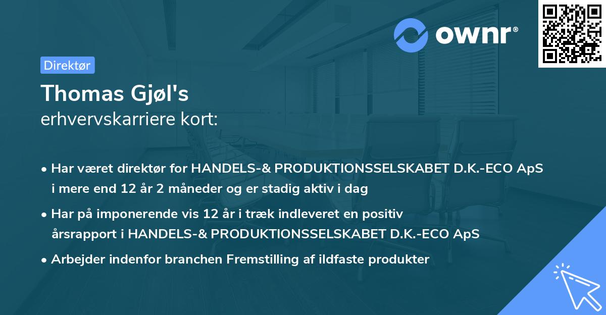 Thomas Gjøl's erhvervskarriere kort