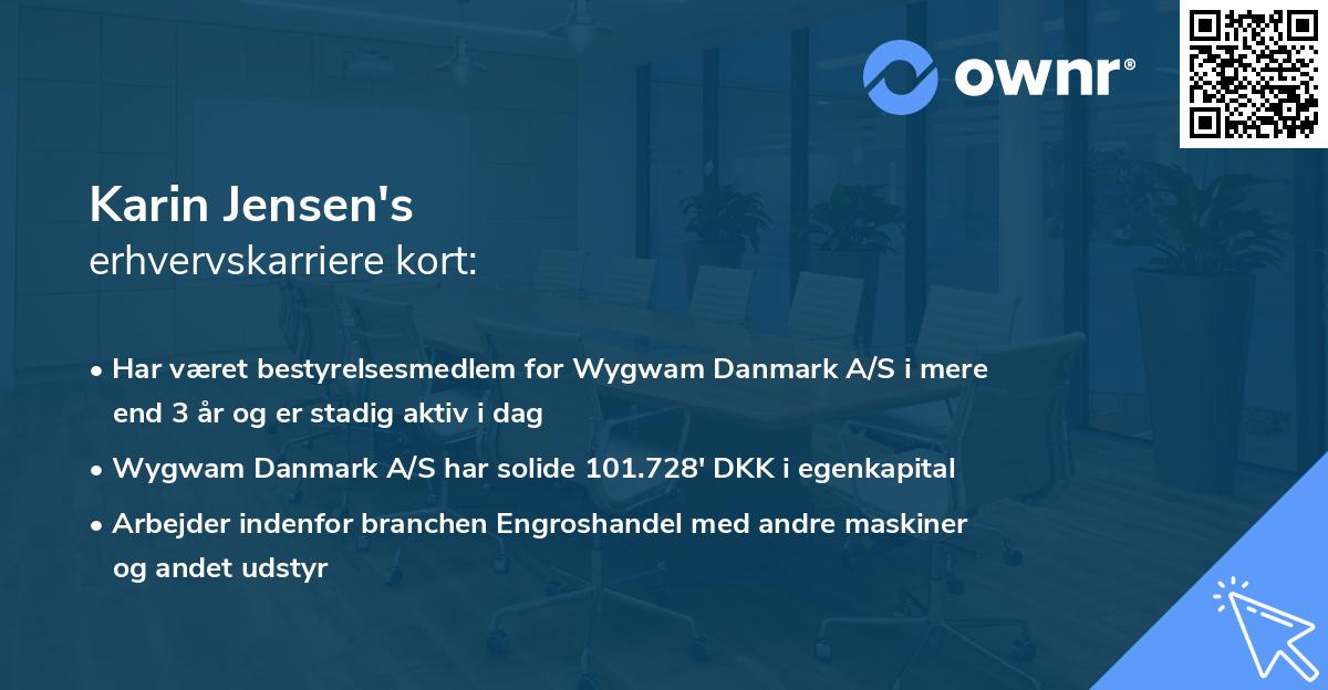 Karin Jensen's erhvervskarriere kort