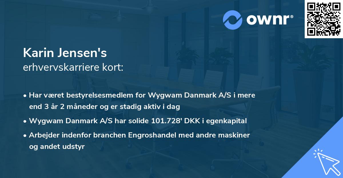 Karin Jensen's erhvervskarriere kort